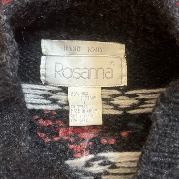 Hand Knit Shetland Wool Sweater, Large - Picture 5 of 7